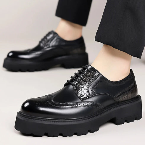 Mens Derby Shoes Height Increase Formal Dress Footwear Casual Leather Oxford Shoes